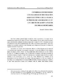 Consideraciones sobre los talleres de decoración arquitectónica de la Marca Superior de los siglos X y XI y su identificación a partir de obras mudéjares