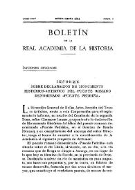 Informe sobre declaración de monumento histórico-artístico del puente romano denominado 