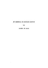 En memoria de Sánchez Cantón