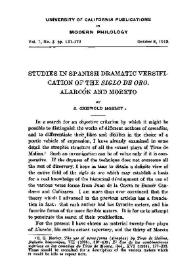 Studies in Spanish Dramatic Versification of the Siglo de Oro. Alarcón and Moreto