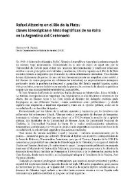 Rafael Altamira en el Río de la Plata : claves ideológicas e historiográficas de su éxito en la Argentina del Centenario