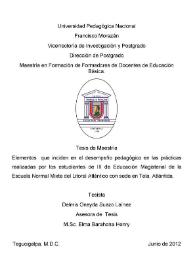 Elementos que inciden en el desempeño pedagógico en las prácticas realizadas por los estudiantes de III de Educación Magisterial de la Escuela Normal Mixta del Litoral Atlántico con sede en Tela, Atlántida