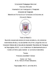 Nivel de comprensión lectora de textos narrativos y de problemas matemáticos de las y los estudiantes de primero y segundo ciclo de Educación Básica de la Escuela de Aplicación República del Paraguay de Tegucigalpa, M.D.C., y su incidencia en el planteamiento de un modelo aritmético para resolver un problema matemático