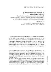 ¿Cómo fundar una comunidad después del crimen? : Una reflexión sobre el carácter político del perdón y la reconciliación, a la luz de los Juicios a las Juntas en la Argentina y de la Comisión de la Verdad y la Reconciliación en Sudáfrica