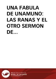 Una fábula de Unamuno: las ranas y el otro sermón de San Antonio a los peces (1910)