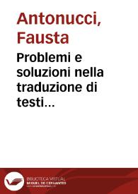 Problemi e soluzioni nella traduzione di testi teatrali aurei : il caso de 