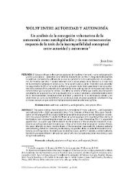 Wolff entre autoridad y autonomía. Un análisis de la concepción voluntarista de la autonomía como autolegislación y de sus consecuencias respecto de la tesis de la incompatibilidad conceptual entre autoridad y autonomía