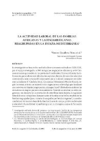 La actividad laboral de las familias africanas y latinoamericanas reagrupadas en la España mediterránea