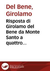 Risposta di Girolamo del Bene da Monte Santo a quattro dimande