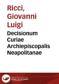 Decisionum Curiae Archiepiscopalis Neapolitanae