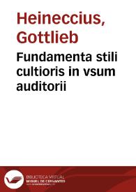 Fundamenta stili cultioris in vsum auditorii