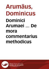 Dominici Arumaei ... De mora commentarius methodicus