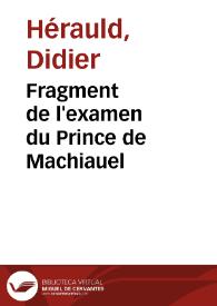 Fragment de l'examen du Prince de Machiauel