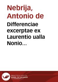 Differenciae excerptae ex Laurentio ualla Nonio marcello et Seruio honorato