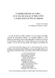 La polémica literaria con motivo de la visita del príncipe de Gales (1623) y la intervención de Mira de Amescua