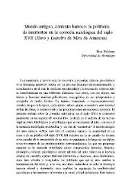 Mundo antiguo, contexto barroco: la polifonía de intertextos en la comedia mitológica del siglo XVII (