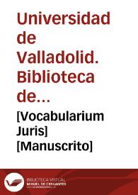 [Vocabularium Juris] [Manuscrito]