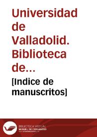 [Indice de manuscritos]