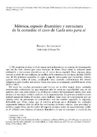 Métrica, espacio dramático y estructura de la comedia : el caso de 