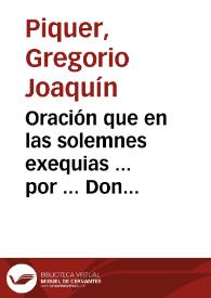 Oración que en las solemnes exequias ... por ... Don Fray Joaquín Company celebradas en 11 de marzo de 1815