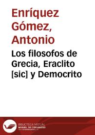 Los filosofos de Grecia, Eraclito [sic] y Democrito [1762]