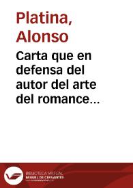 Carta que en defensa del autor del arte del romance castellano