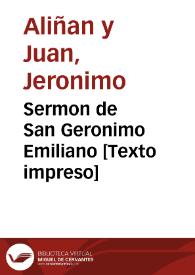 Sermon de San Geronimo Emiliano [Texto impreso]