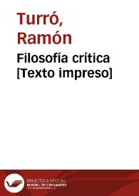 Filosofía crítica [Texto impreso]