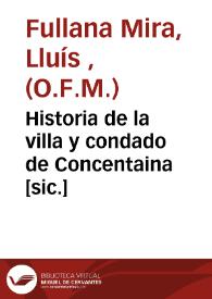 Historia de la villa y condado de Concentaina [sic.]