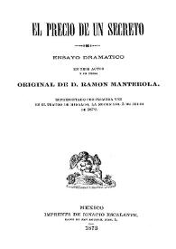 El precio de un secreto: ensayo dramático en tres actos y en prosa