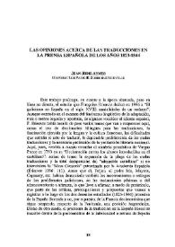 Las opiniones acerca de las traducciones en la prensa española de los años 1823-1844