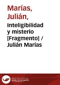 Inteligibilidad y misterio [Fragmento]