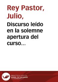 Discurso leído en la solemne apertura del curso académico de 1913 á 1914 : [Historia de la Matemática en España] 