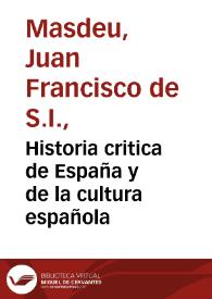 Historia critica de España y de la cultura española