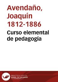 Curso elemental de pedagogía