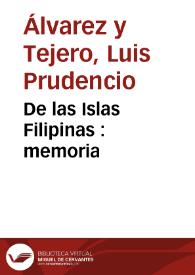 De las Islas Filipinas : memoria