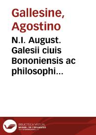 N.I. August. Galesii ciuis Bononiensis ac philosophi De terraemotu liber