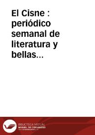 El Cisne : periódico semanal de literatura y bellas artes