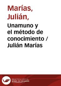 Unamuno y el método de conocimiento