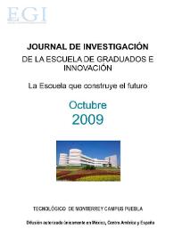 Journal de Investigación de la Escuela de Graduados e Innovación. Octubre 2009