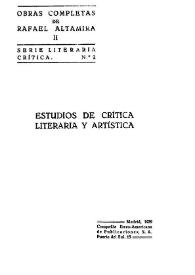 Estudios de crítica literaria y artística