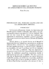 Estudios sobre las fuentes de conocimiento del derecho indiano. Parte Tercera