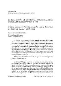 La formación de compañías comerciales en Zamora en el siglo XVI (1575-1600)