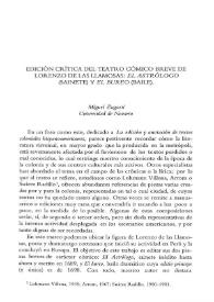 Edición crítica del teatro cómico breve de Lorenzo de las Llamosas: 