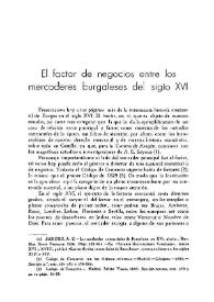 El factor de negocio entre los mercaderes burgaleses del siglo XVI