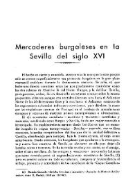 Mercaderes burgaleses en la Sevilla del siglo XVI