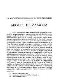 Miguel de Zamora: la vocación religiosa de un viejo mercader