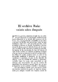 El archivo Ruiz: veinte años después