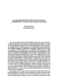 Las relaciones financieras de una ciudad mediterránea: Valencia en la Baja Edad Media