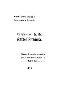 En honor del Sr. D. Rafael Altamira